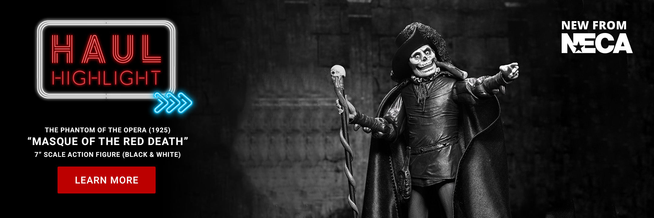 The Phantom of the Opera (1925) - Phantom of the Opera “Masque of the Red Death” 7” Scale Action Figure (Black & White) - NECA on Haulathon.com