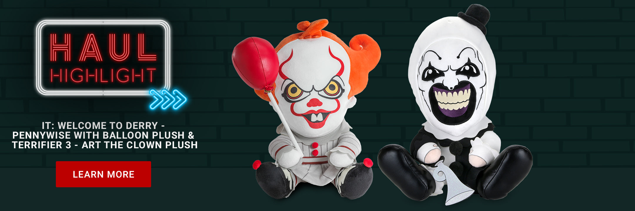 IT: Welcome to Derry - Pennywise with Balloon Plush and Terrifier 3 - Art the Clown Plush - Kidrobot on Haulathon.com