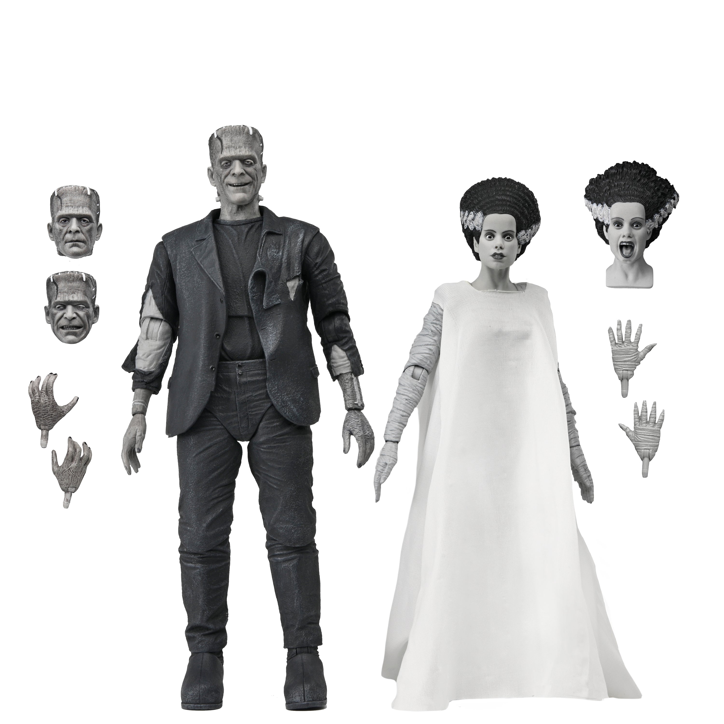 Universal Monsters - The Bride of Frankenstein 90th Anniversary The Monster and His Mate 7” Scale Action Figure 2-Pack (Black &amp; White) - NECA on Haulathon.com