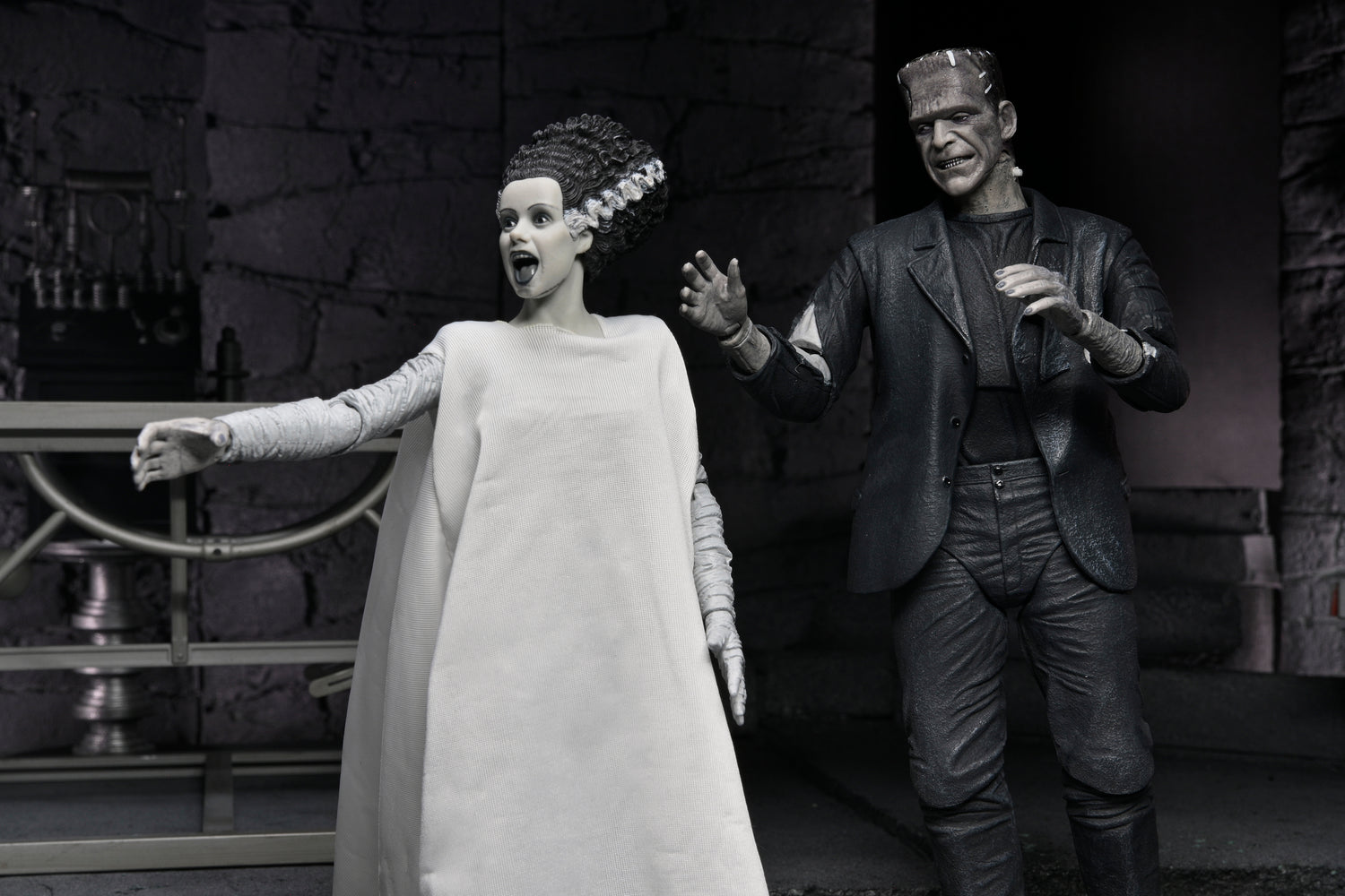 Universal Monsters - The Bride of Frankenstein 90th Anniversary The Monster and His Mate 7” Scale Action Figure 2-Pack (Black &amp; White) - NECA on Haulathon.com