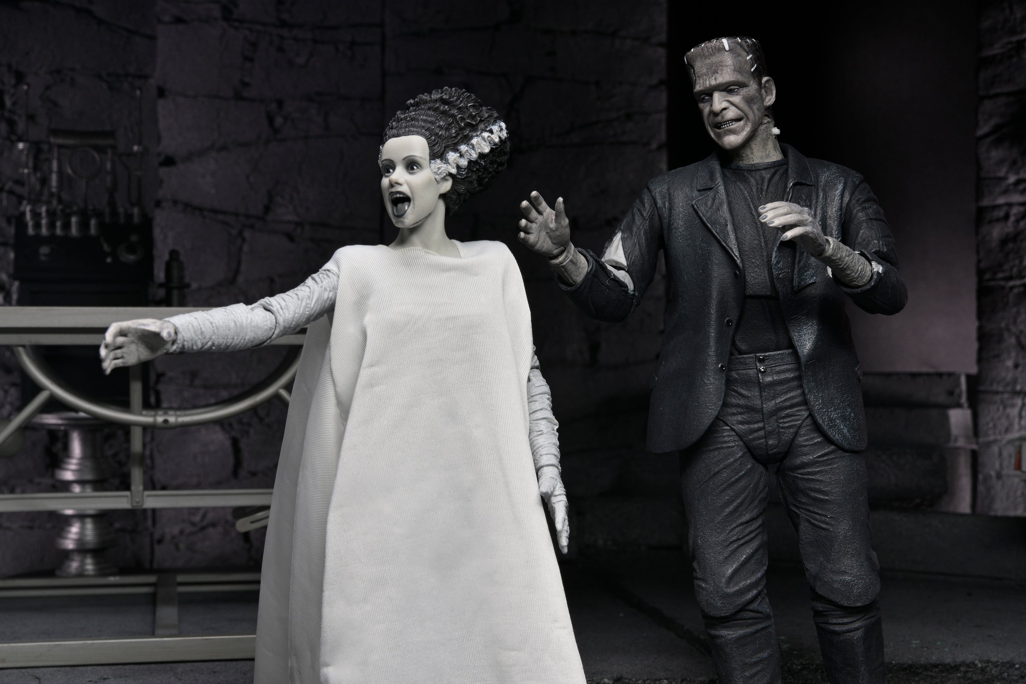 Universal Monsters - The Bride of Frankenstein 90th Anniversary The Monster and His Mate 7” Scale Action Figure 2-Pack (Black &amp; White) - NECA on Haulathon.com