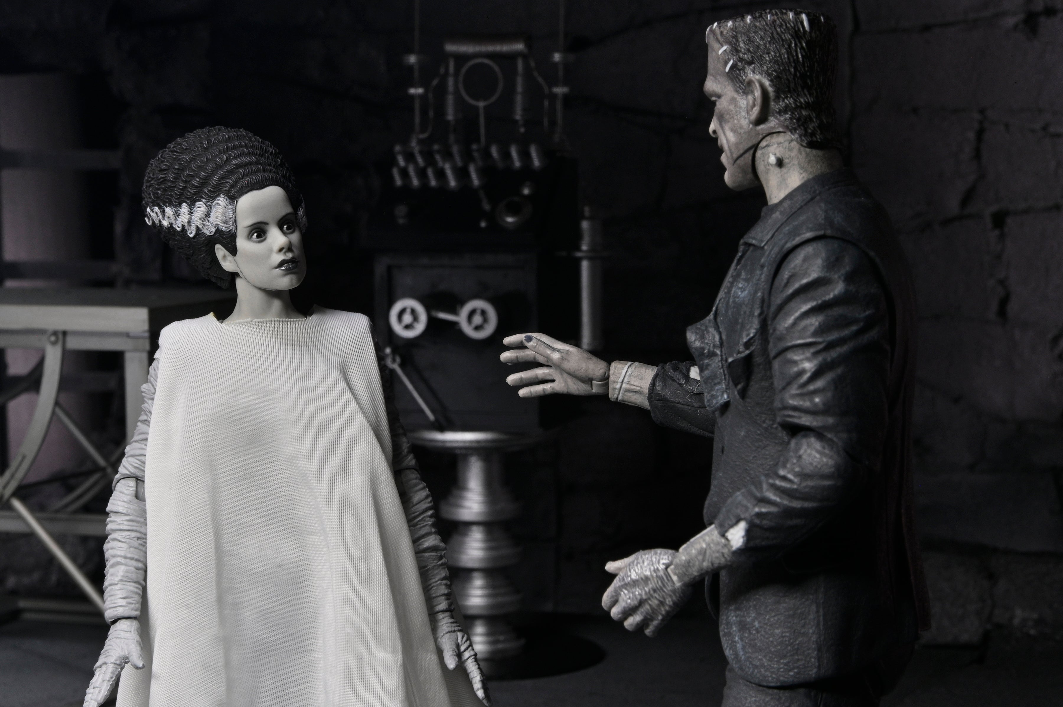 Universal Monsters - The Bride of Frankenstein 90th Anniversary The Monster and His Mate 7” Scale Action Figure 2-Pack (Black &amp; White) - NECA on Haulathon.com