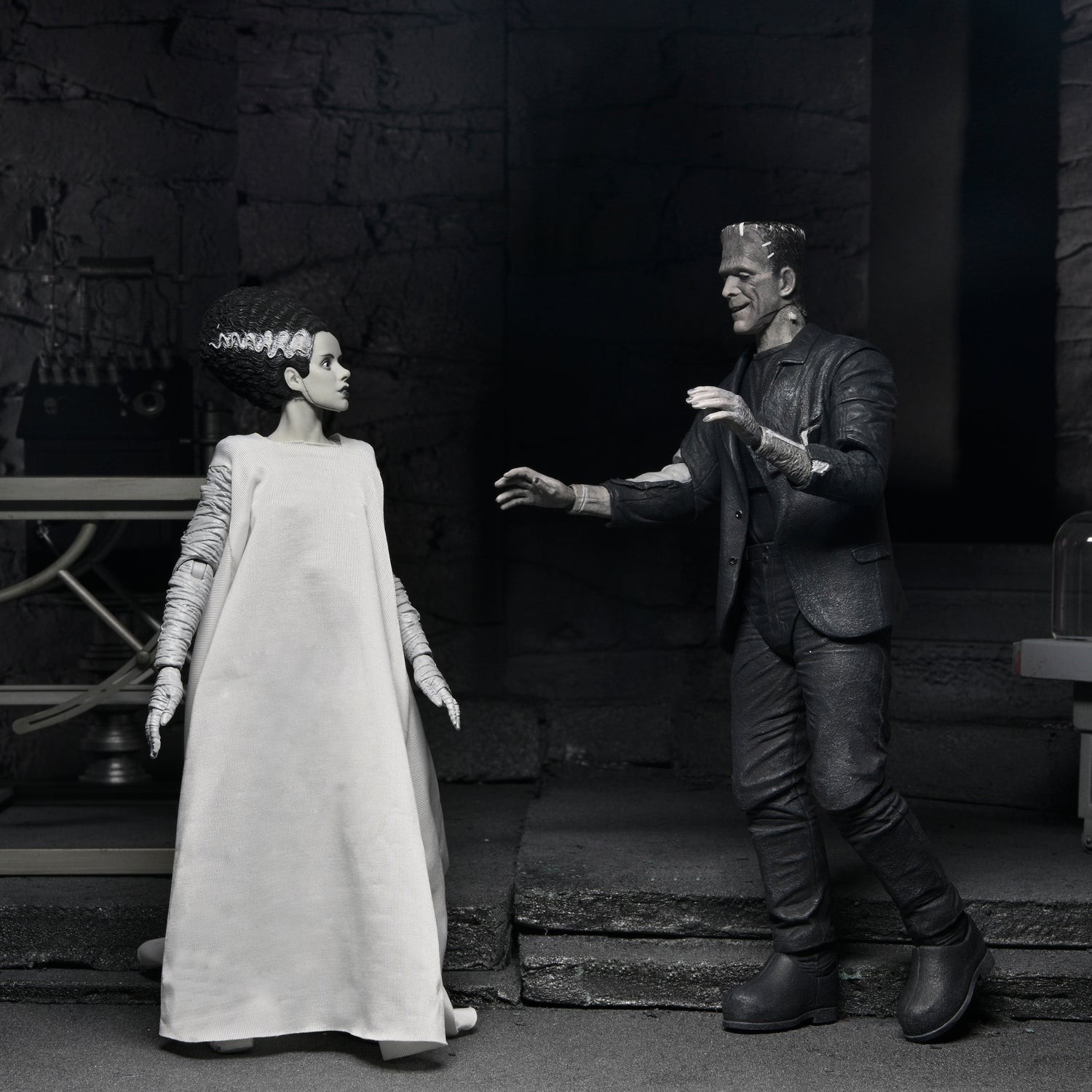 Universal Monsters - The Bride of Frankenstein 90th Anniversary The Monster and His Mate 7” Scale Action Figure 2-Pack (Black &amp; White) - NECA on Haulathon.com
