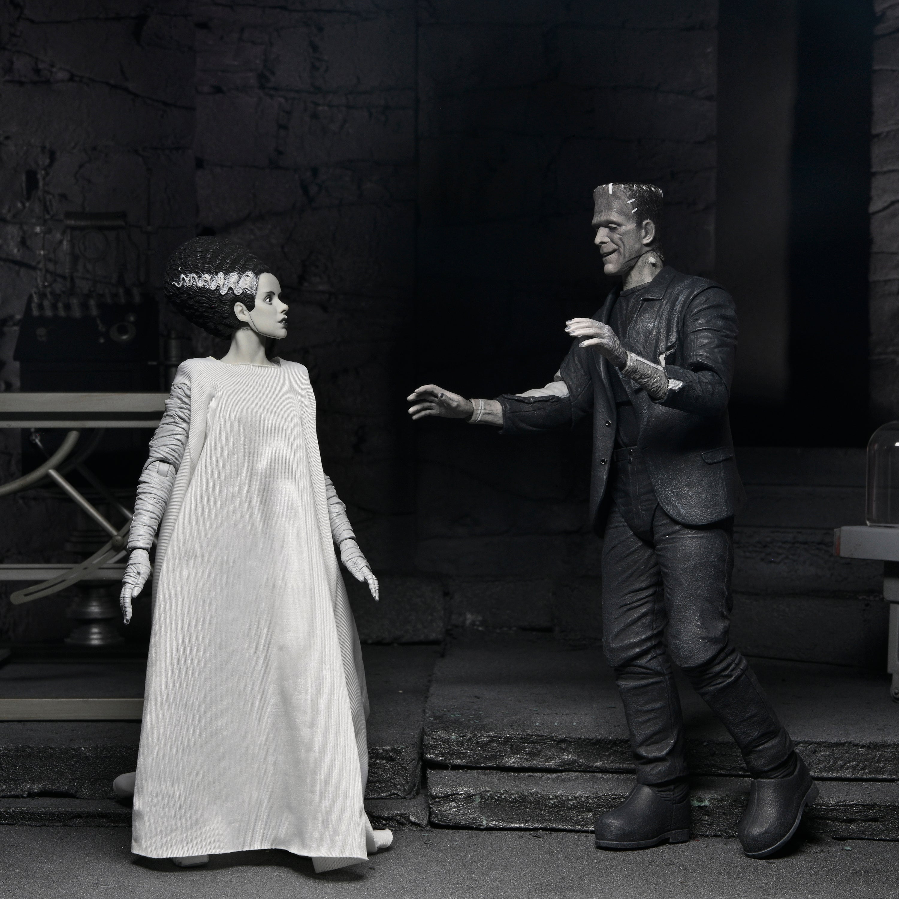 Universal Monsters - The Bride of Frankenstein 90th Anniversary The Monster and His Mate 7” Scale Action Figure 2-Pack (Black &amp; White) - NECA on Haulathon.com