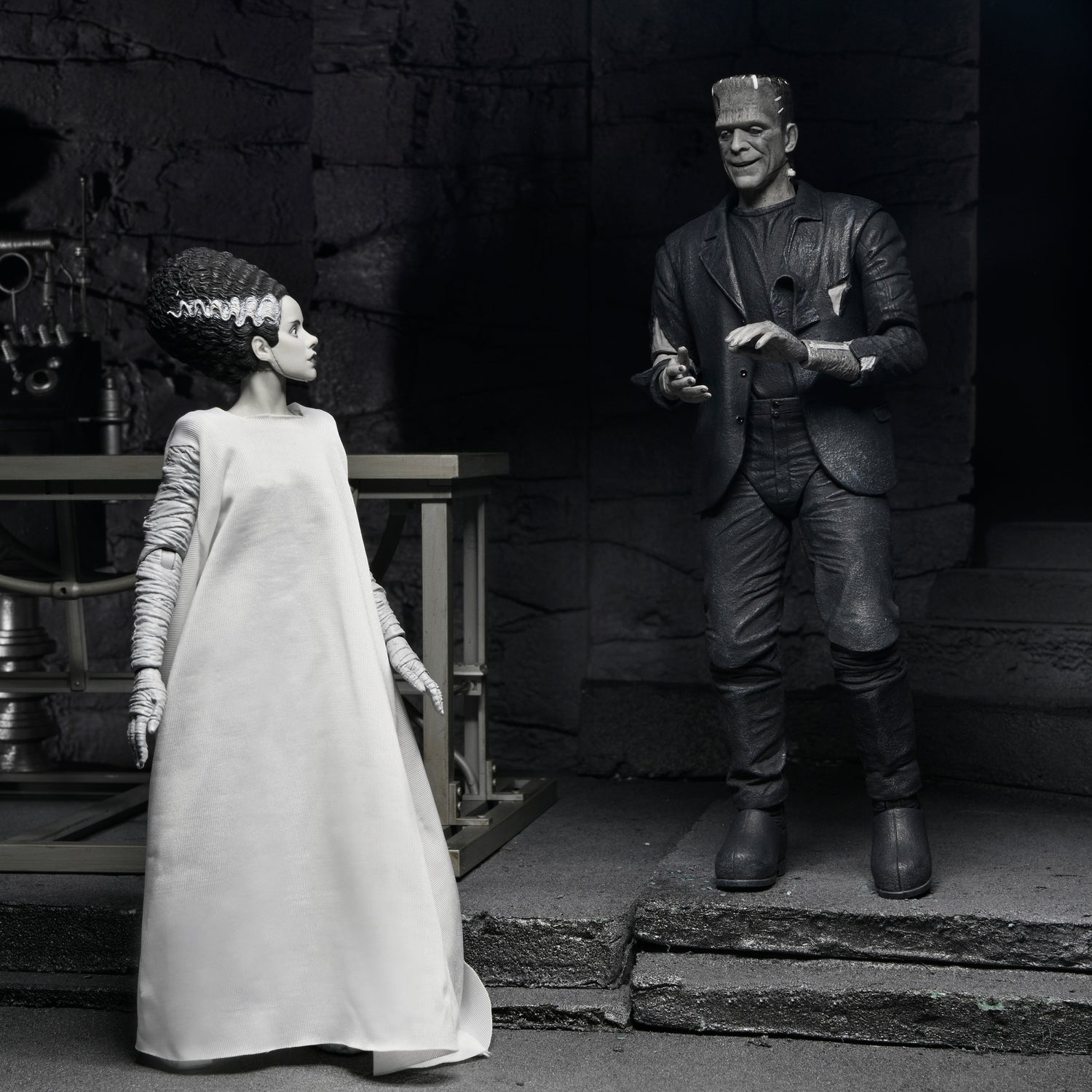 Universal Monsters - The Bride of Frankenstein 90th Anniversary The Monster and His Mate 7” Scale Action Figure 2-Pack (Black &amp; White) - NECA on Haulathon.com