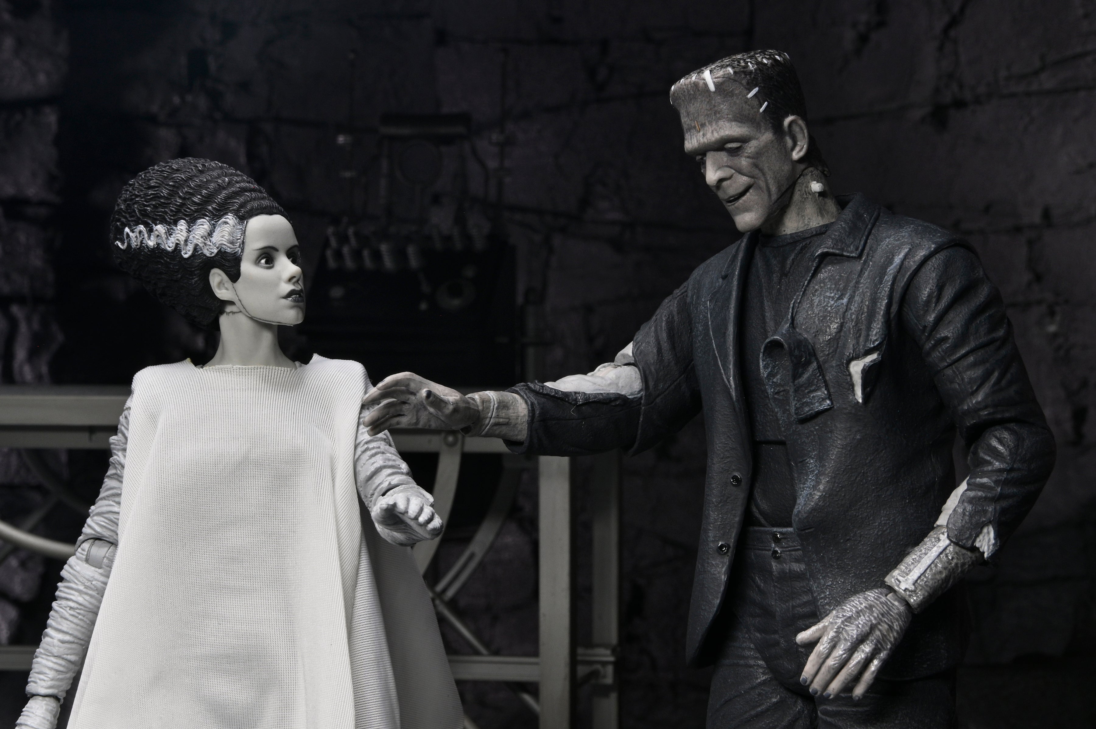 Universal Monsters - The Bride of Frankenstein 90th Anniversary The Monster and His Mate 7” Scale Action Figure 2-Pack (Black &amp; White) - NECA on Haulathon.com
