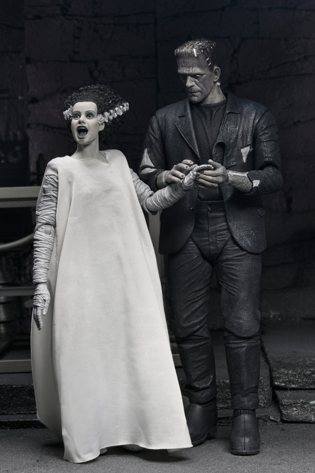 Universal Monsters - The Bride of Frankenstein 90th Anniversary The Monster and His Mate 7” Scale Action Figure 2-Pack (Black & White) - NECA on Haulathon.com