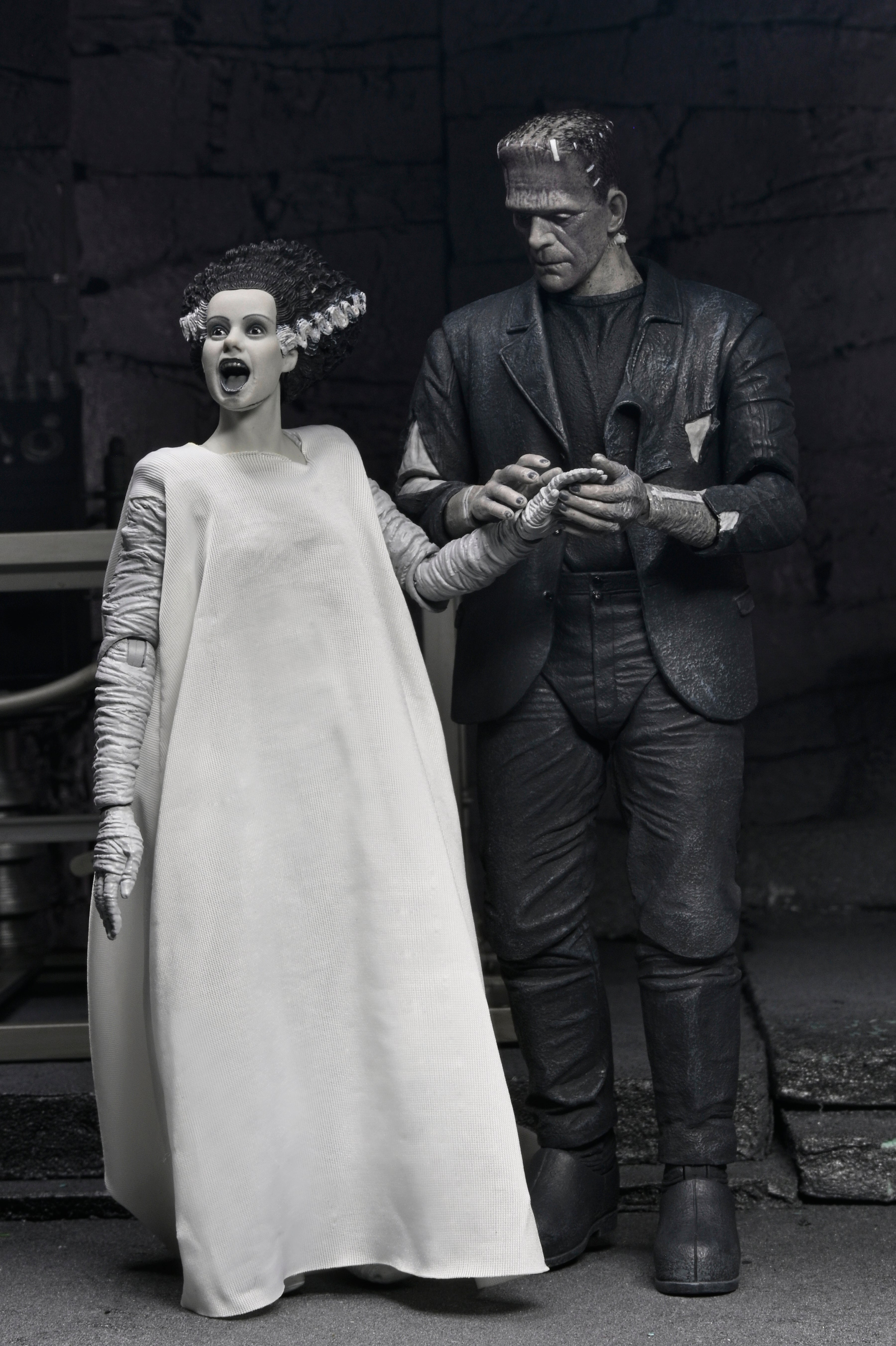 Universal Monsters - The Bride of Frankenstein 90th Anniversary The Monster and His Mate 7” Scale Action Figure 2-Pack (Black &amp; White) - NECA on Haulathon.com