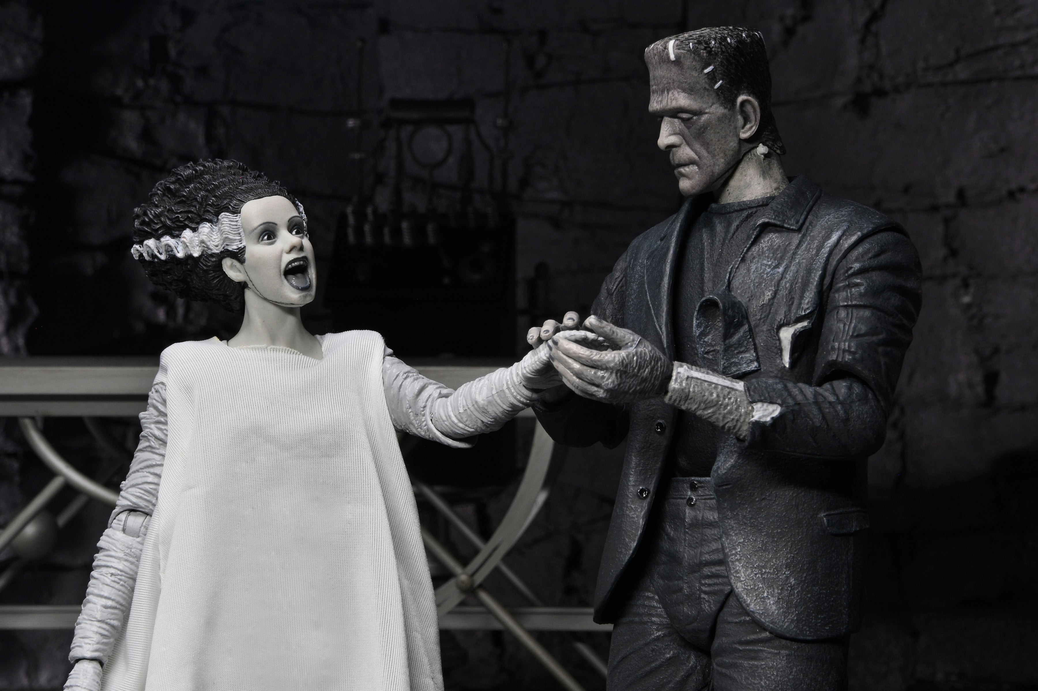 Universal Monsters - The Bride of Frankenstein 90th Anniversary The Monster and His Mate 7” Scale Action Figure 2-Pack (Black &amp; White) - NECA on Haulathon.com