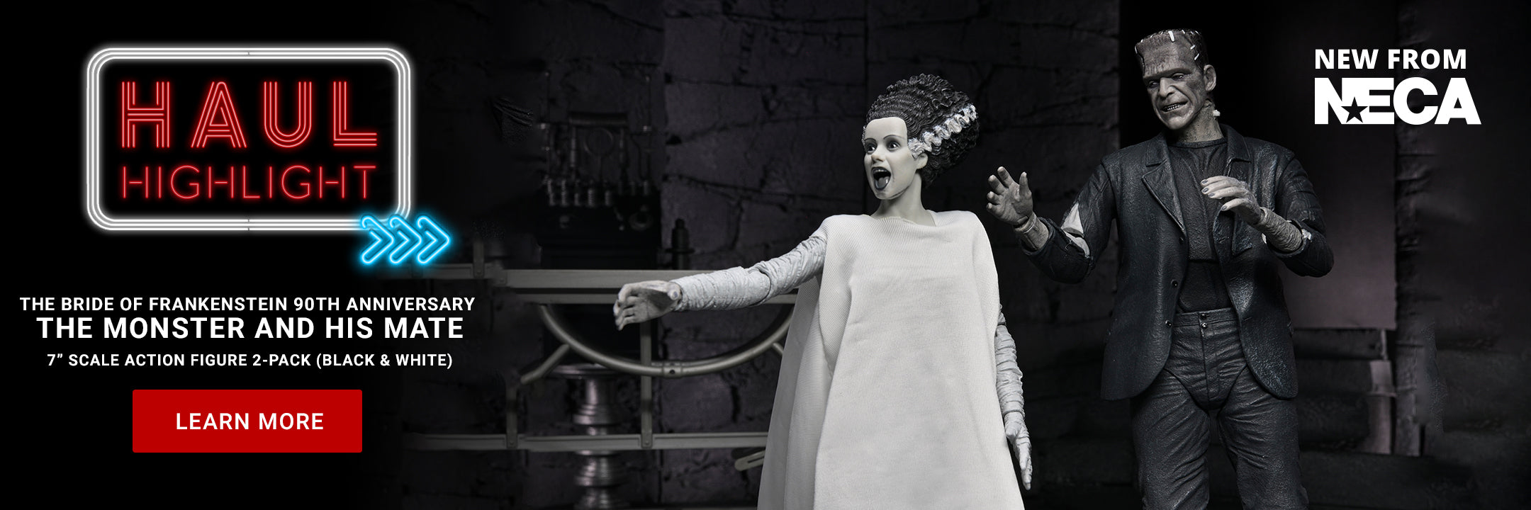 Universal Monsters - The Bride of Frankenstein 90th Anniversary The Monster and His Mate 7” Scale Action Figure 2-Pack (Black & White) - NECA on Haulathon.com