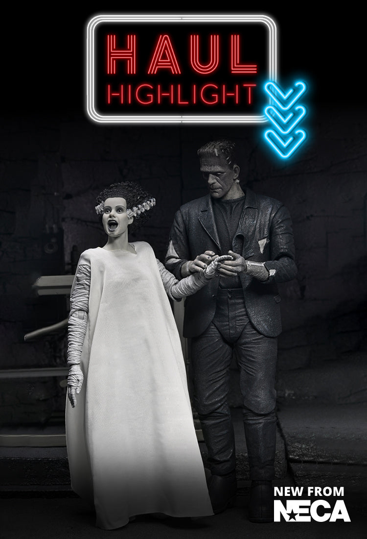 Universal Monsters - The Bride of Frankenstein 90th Anniversary The Monster and His Mate 7” Scale Action Figure 2-Pack (Black & White) - NECA on Haulathon.com